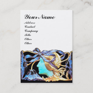 ELEGANT WOMAN BEAUTY JEWEL /LADY,BLUE BOW,FLOWERS BUSINESS CARD