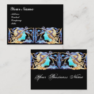 ELEGANT WOMAN BEAUTY JEWEL /LADY,BLUE BOW,FLOWERS BUSINESS CARD