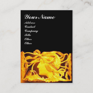 ELEGANT WOMAN BEAUTY /LADY,GOLD YELLOW BOW,FLOWERS BUSINESS CARD
