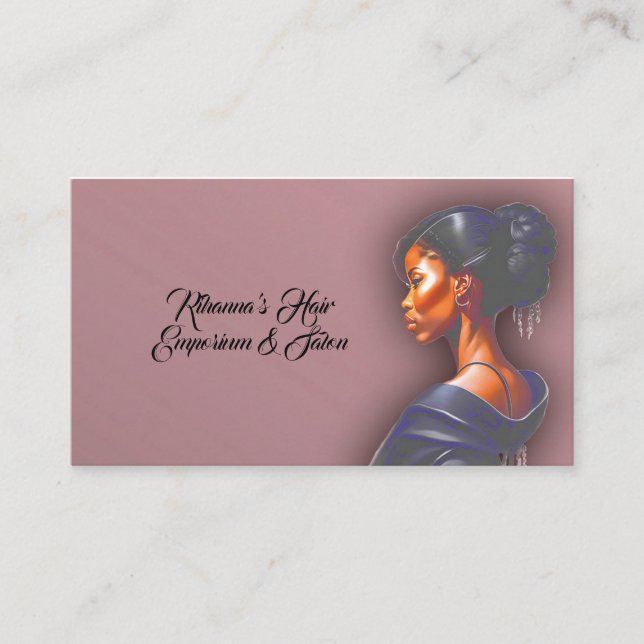 Elegant Woman Braid Hair Stylist Business Card (Front)