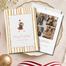 Elegant Woman Christmas Yellow Stripes Photo