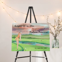 Elegant Woman Golf Player Swinging 50th Birthday