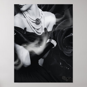 Elegant Woman in Black and White Poster