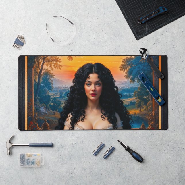 Elegant Woman In Meditative Harmony by Xzendor7 Desk Mat (Workstation)