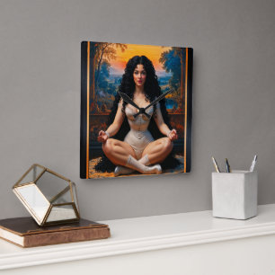 Elegant Woman In Meditative Harmony by Xzendor7 Square Wall Clock