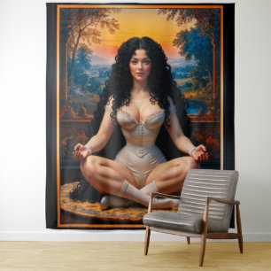 Elegant Woman In Meditative Harmony by Xzendor7 Tapestry