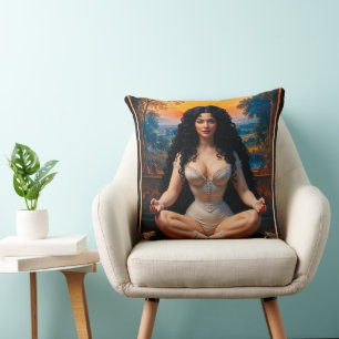 Elegant Woman In Meditative Harmony by Xzendor7 Throw Pillow