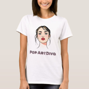 Elegant Woman in Minimalist Pop Art T-Shirt