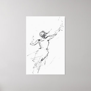 Elegant Woman in Motion Sketch - Premium Canvas Print