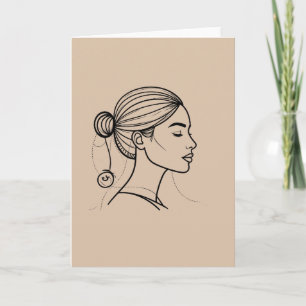 Elegant Woman Line Art Card