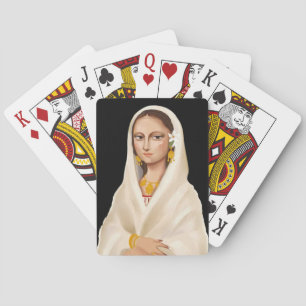 Elegant Woman Portrait Cultural Art Illustration Playing Cards