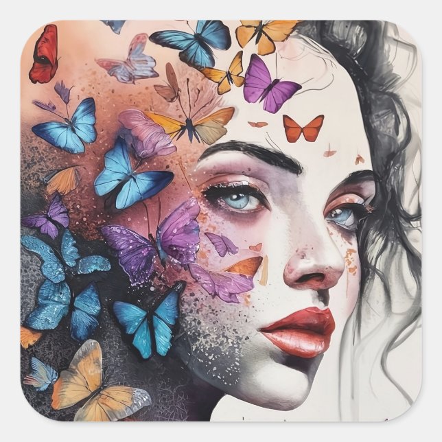 Elegant Woman Square Sticker (Front)