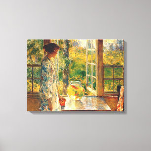 Elegant Woman with a Goldfish Bowl (Childe Hassam) Canvas Print