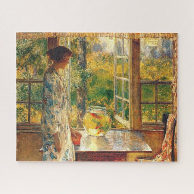 Elegant Woman with a Goldfish Bowl (Childe Hassam) Jigsaw Puzzle (Horizontal)