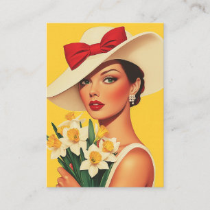 Elegant Woman with Daffodils Business Card