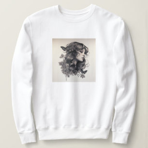 Elegant Woman with Flowers and Butterflies For her Sweatshirt
