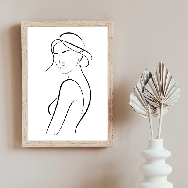 Elegant Woman with Hat Minimalist Line Art Poster (Creator Uploaded)