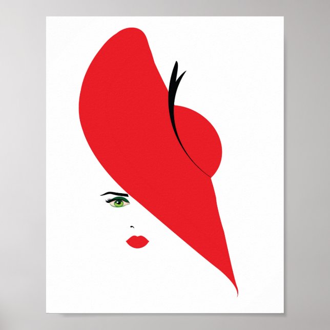 elegant woman with red hat poster (Front)