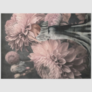 Elegant Woman's Back dusty pink moody Florals Tissue Paper