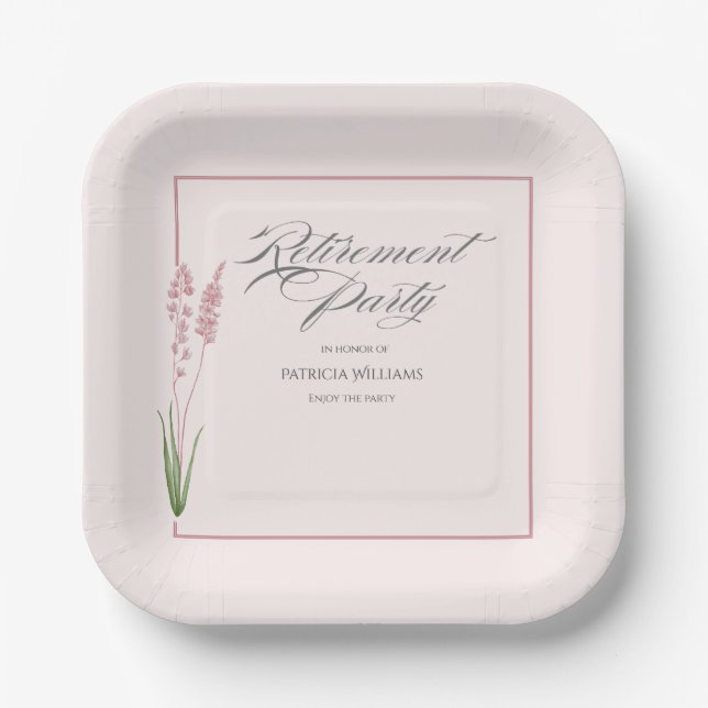 Elegant Womans Pastel Wildflower Retirement Party  Paper Plate (Front)