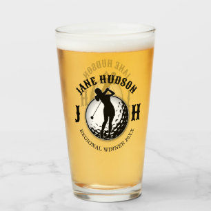 Elegant Women Golf Monogram Design Glass