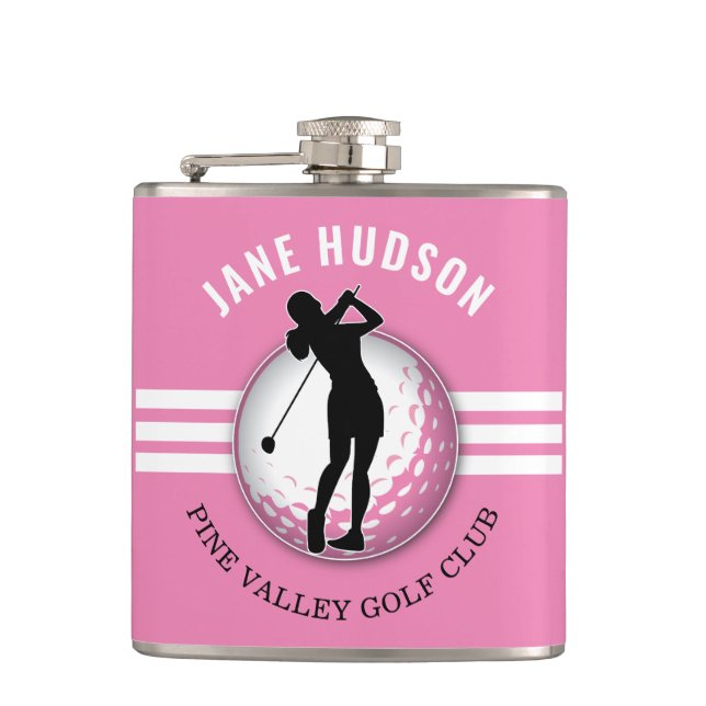Elegant Women Golfer Design Hip Flask (Front)
