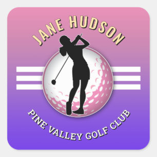 Elegant Women Golfer Design Square Sticker