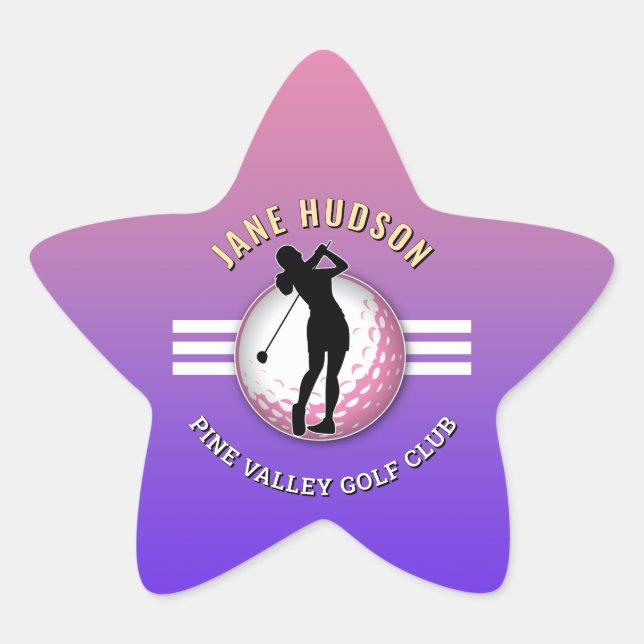 Elegant Women Golfer Design Star Sticker (Front)