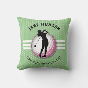 Elegant Women Golfer Design Throw Pillow