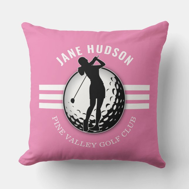 Elegant Women Golfer Design Throw Pillow (Front)
