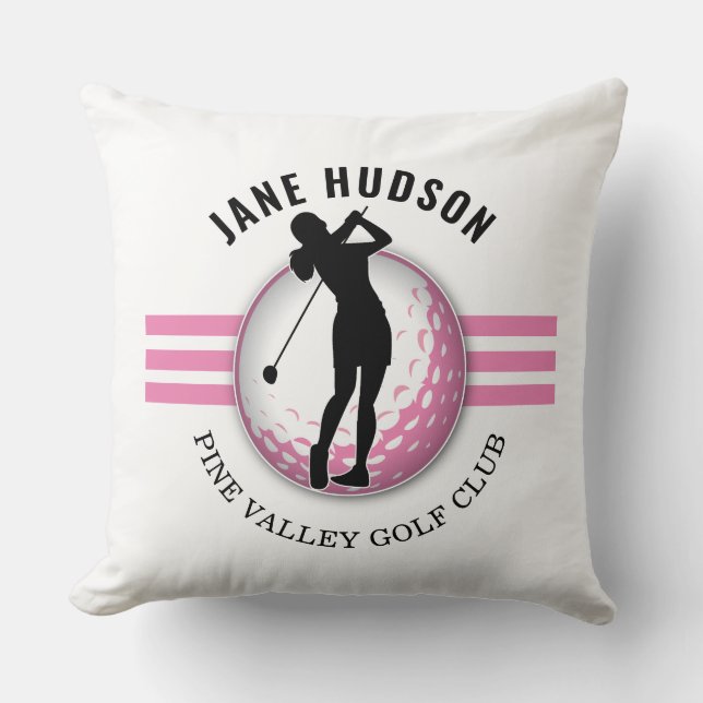 Elegant Women Golfer Design Throw Pillow (Front)