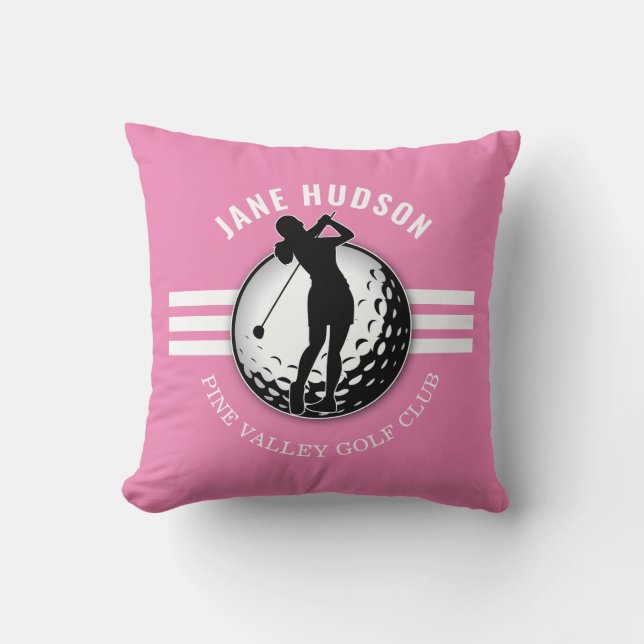 Elegant Women Golfer Design Throw Pillow (Front)