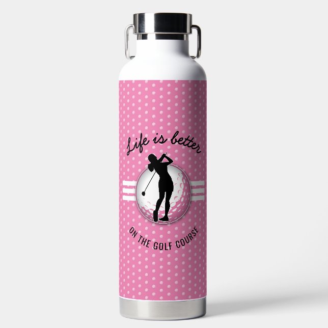 Elegant Women Golfer Design Water Bottle (Front)