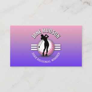 Elegant Women Golfer Monogram Design Business Card
