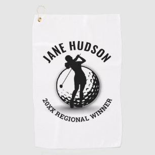 Elegant Women Golfer Monogram  Design Golf Towel