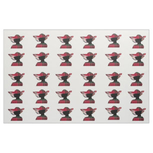Elegant Women Silhouette Hat Madras Plaid Pattern Fabric