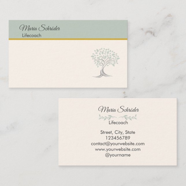 Elegant women's business card with tree of life (Front/Back)