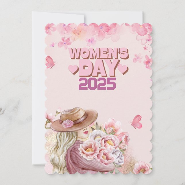 Elegant Women's Day 2025 with Pink Floral Design Invitation (Front)