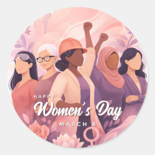 Elegant Women's Day Celebration Floral March 8 Classic Round Sticker
