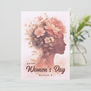 Elegant Women's Day Celebration Floral March 8  Holiday Card