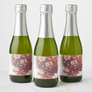 Elegant Women's Day Celebration Floral March 8 Sparkling Wine Label
