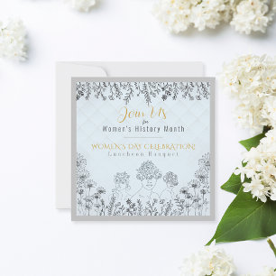 Elegant Womens Day Celebration History Pastel Blue Invitation