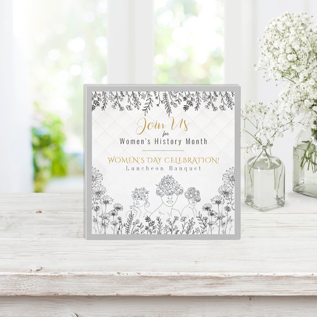 Elegant Women's Day History Celebration White  Invitation (Creator Uploaded)