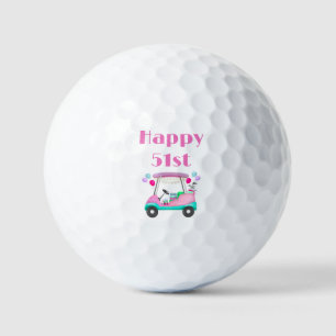 Elegant Women's Golf Party Cart 51st Birthday Balls