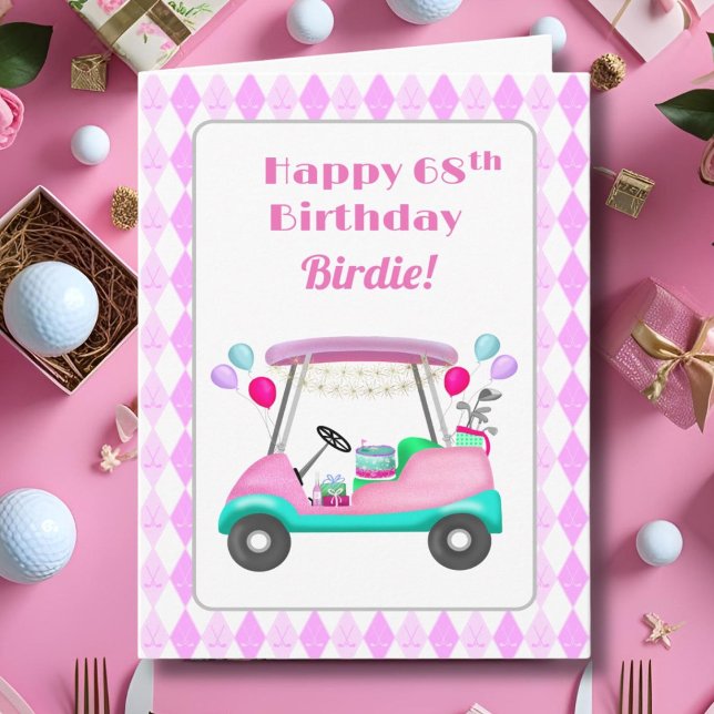 Elegant Women's Golf Party Cart 68th Birthday   Card (Creator Uploaded)