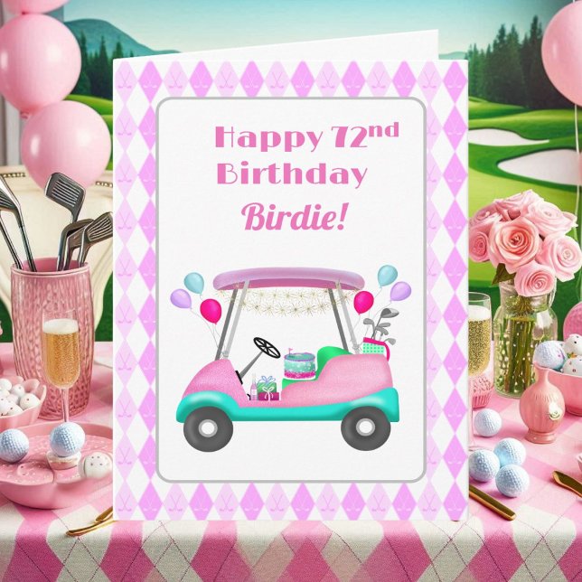 Elegant Women's Golf Party Cart 72nd Birthday   Card (Creator Uploaded)