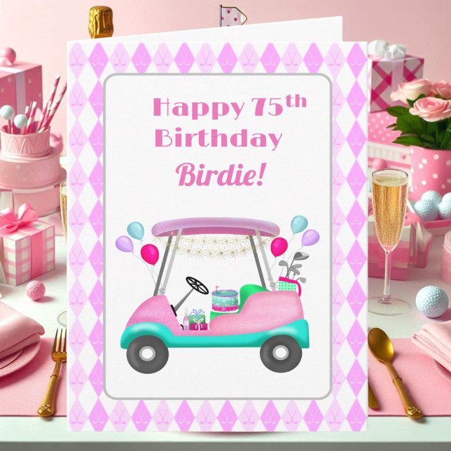 Elegant Women's Golf Party Cart 75th Birthday   Card (Creator Uploaded)