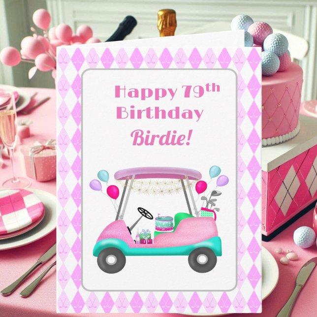 Elegant Women's Golf Party Cart 79th Birthday   Card (Creator Uploaded)