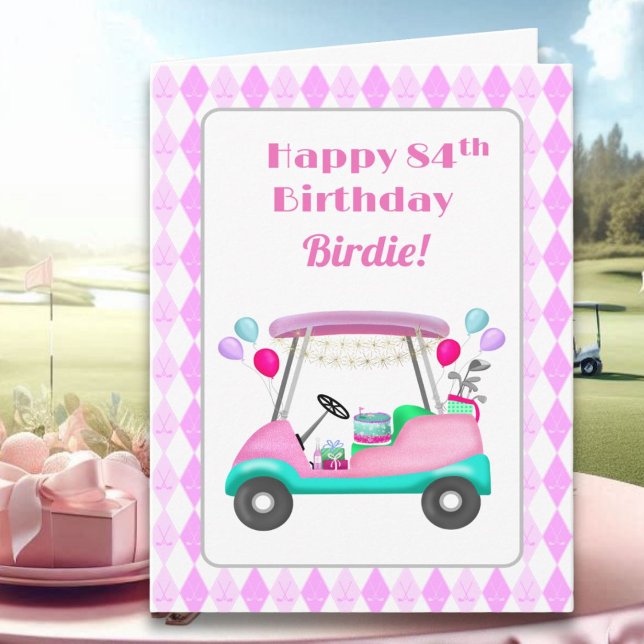 Elegant Women's Golf Party Cart 84th Birthday   Card (Creator Uploaded)