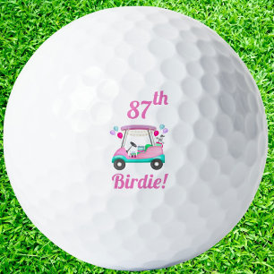Elegant Women's Golf Party Cart 87th Birthday Name Balls